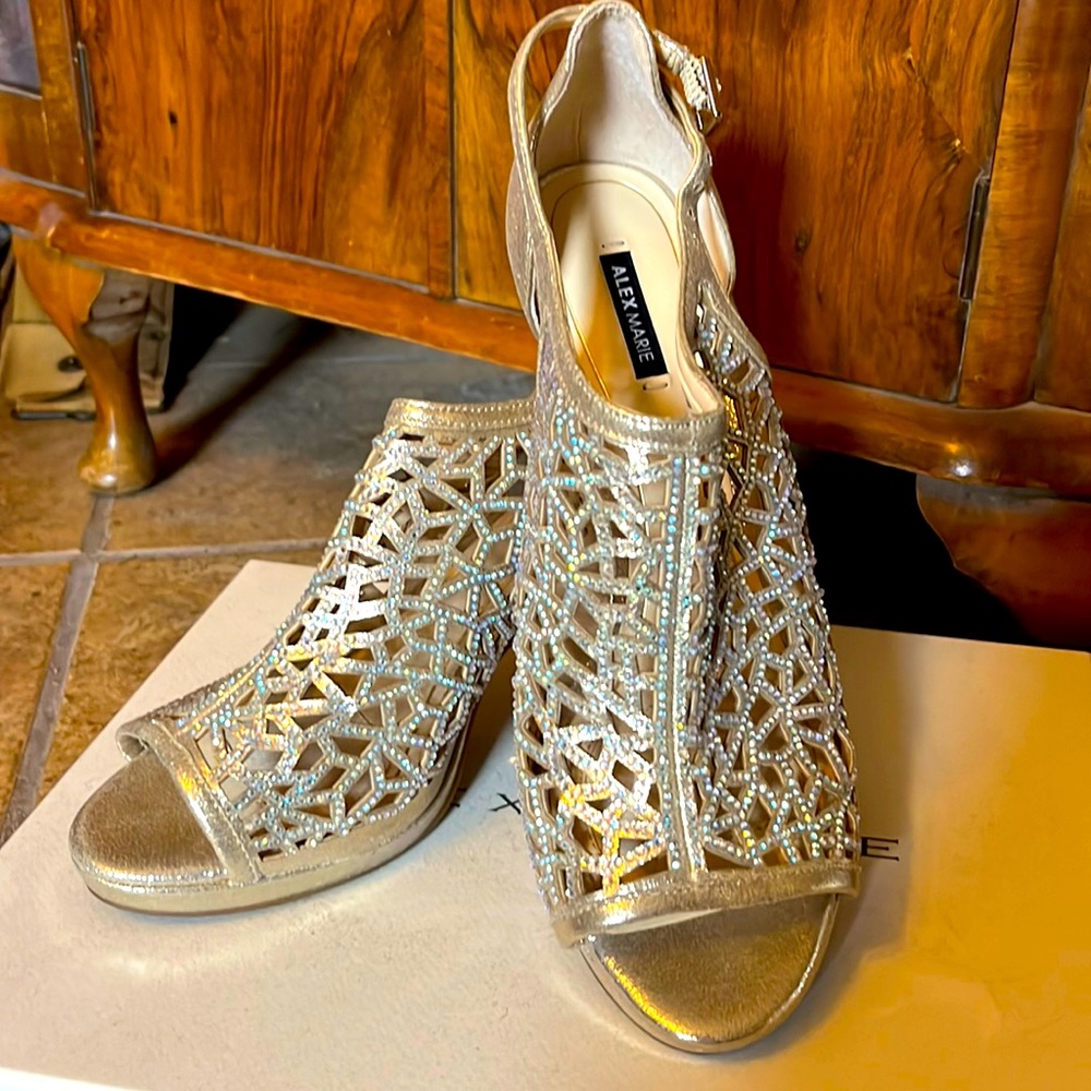 Alex Marie, diamanté gold dress heels